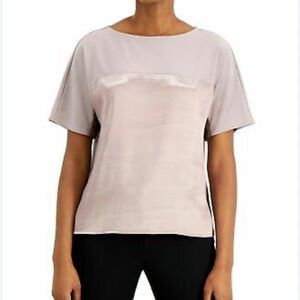 Gold Alfani Metallic Blouse, Size S, Beige &‎ Gold